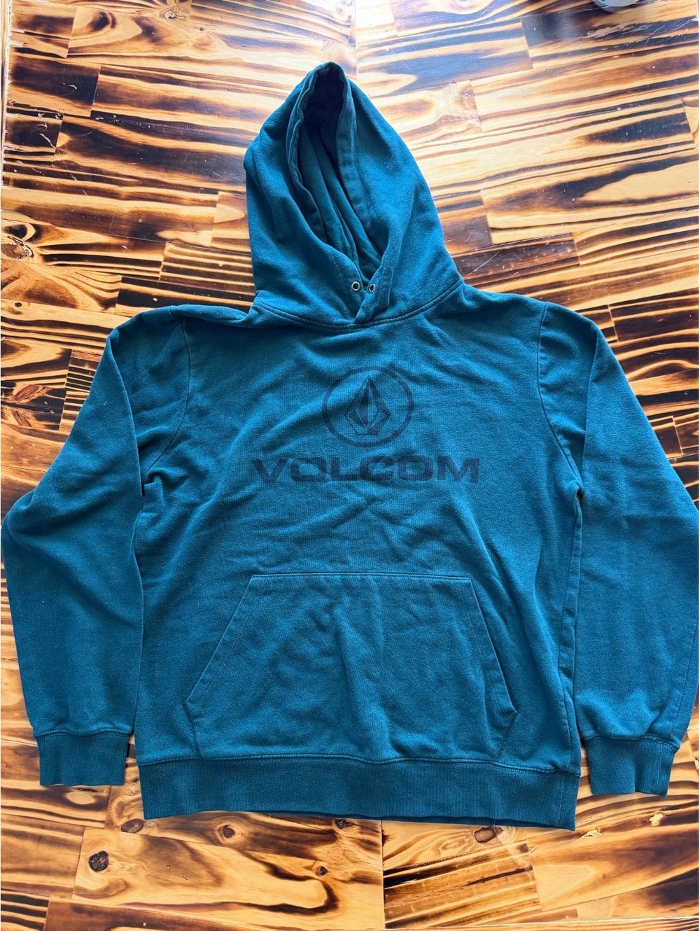 Volcom Stone Logo Pullover Hoodie Men’s Medium Teal Skate Sweatshirt